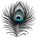 sky with ray of light shining on a peacock feather tattoo design idea