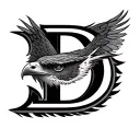 hawk eye in the letter D tattoo design idea