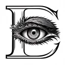hawk eye in the letter D tattoo design idea
