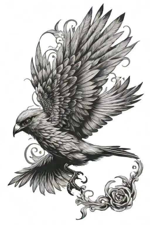 the bird flies away tattoo design idea
