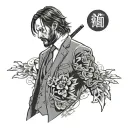 Neon japanese john wick Back tattoo tattoo design idea