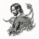 Neon japanese john wick Back tattoo tattoo design idea