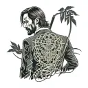 Neon japanese john wick Back tattoo tattoo design idea