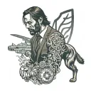 Neon japanese john wick Back tattoo tattoo design idea