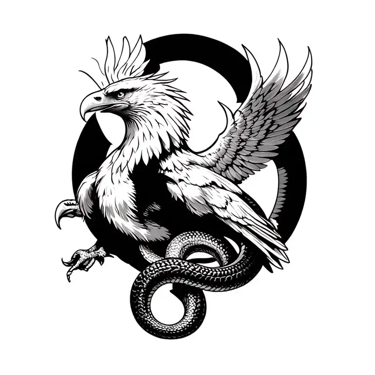 eagle fighting snake wrapped around the arm tattoo design idea