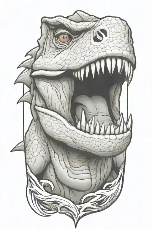 dino cartoon character tattoo design idea