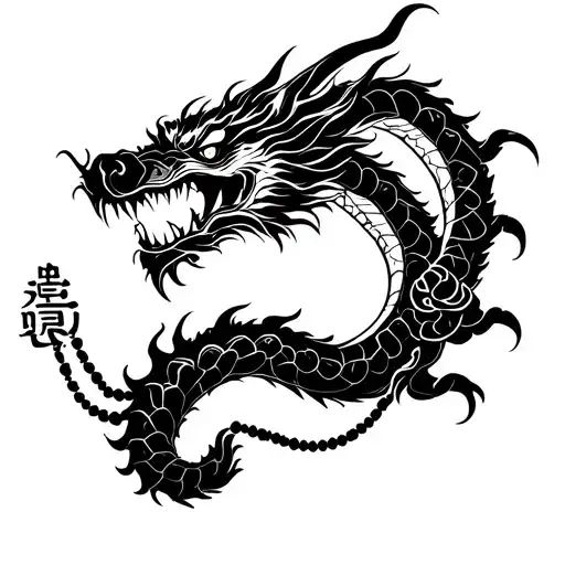 chineese dragon warped around praying beads tattoo design idea