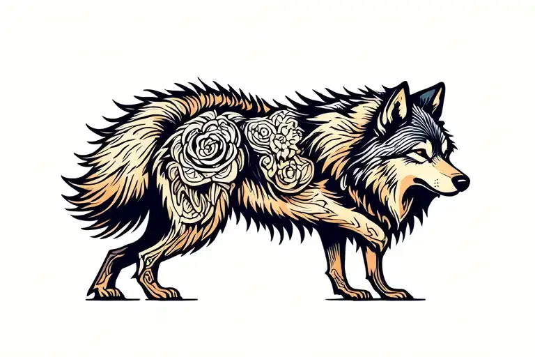 wolf silhouette tattoo design idea
