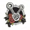 wrench crossed with roses tattoo design idea