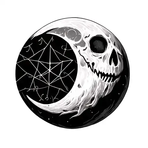 Halloween Moon with Pentagramm  tattoo design idea