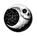 Halloween Moon with Pentagramm  tattoo design idea