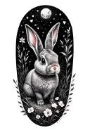  whimsy bunny woodland scene tattoo design idea