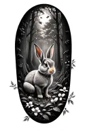 whimsy bunny woodland scene tattoo design idea