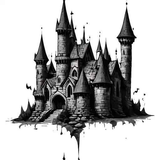 Tribal gothic castle  tattoo design idea