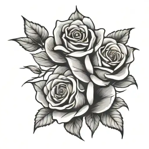 three roses intertwined tattoo design idea