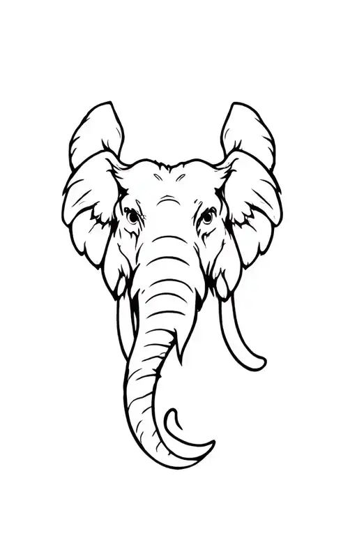 happy mammoth head tattoo design idea