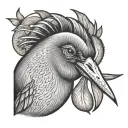 Kiwi bird with horns tattoo design idea