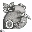 Kiwi bird with horns tattoo design idea