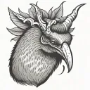 Kiwi bird with horns tattoo design idea