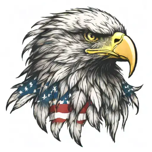 eagle with the American flag as the feathers tattoo design idea