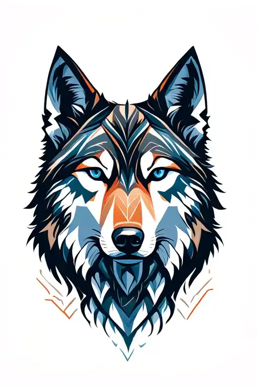 wolf face tattoo design idea