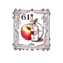 fine line square postage stamp with peach and wine bottle cork inside tattoo design idea
