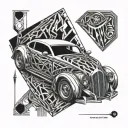 car parts integrated tattoo design idea