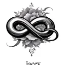 name jacey with infinity symbol tattoo design idea