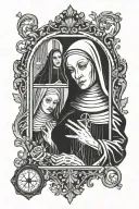 good nun looking at evil nun through a mirror reflection tattoo design idea
