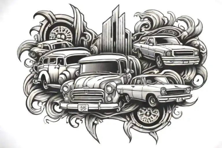ford Chevy Mazda and Honda badge as one  tattoo design idea