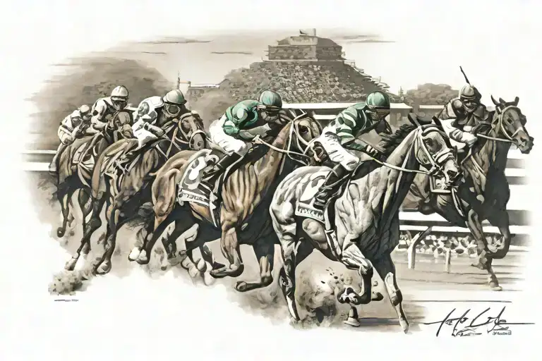 horse racing photo finish Kentucky derby churchill downs  tattoo design idea