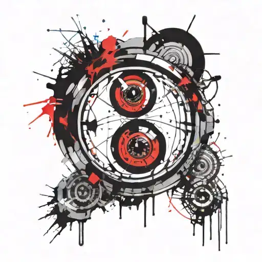 a distorted concentric circle with an eye in the middle tattoo design idea