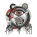 a distorted concentric circle with an eye in the middle tattoo design idea