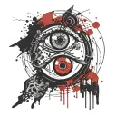 a distorted concentric circle with an eye in the middle tattoo design idea