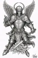crusader man angel tattoo design idea