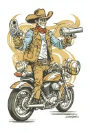 cowboy Harley Davidson motorcycle tattoo design idea