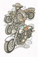 cowboy Harley Davidson motorcycle tattoo design idea