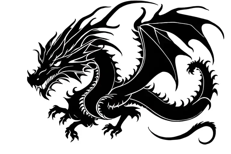 a black dragon wrapped tattoo design idea