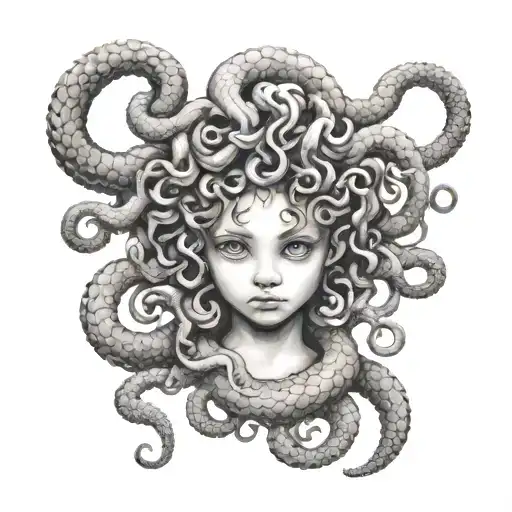 medusa as a child tattoo design idea