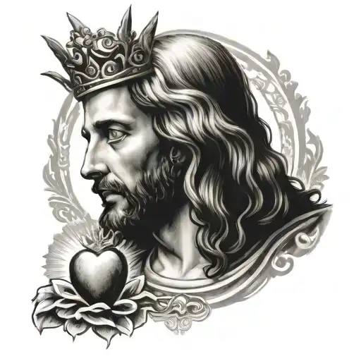 jesus with sacred heart old realism style tattoo design idea