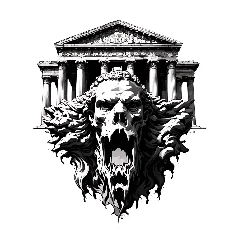 parthenon building tattoo design idea