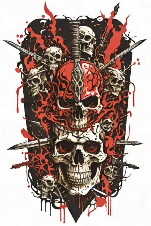 sword and skull tattoo design idea