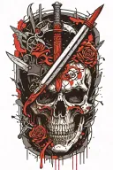 sword and skull tattoo design idea
