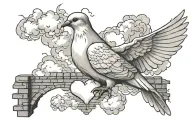 Dove, Clouds, Broken heart, bricks tattoo design idea