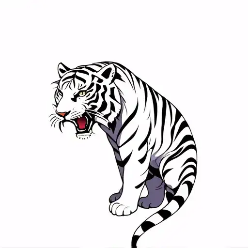 preying white tiger tattoo design idea