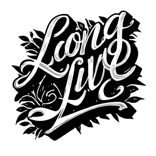 “Long Live JC” with the Long Live in cursive & the “JC” in a bold font stacked in black and white with bold fonts tattoo design idea
