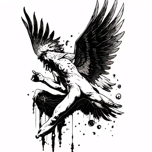 icarus falling tattoo design idea