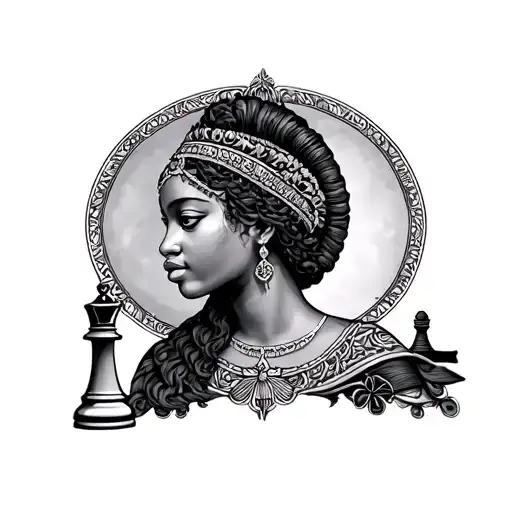 Virgo,seven,chess queen,african tattoo design idea