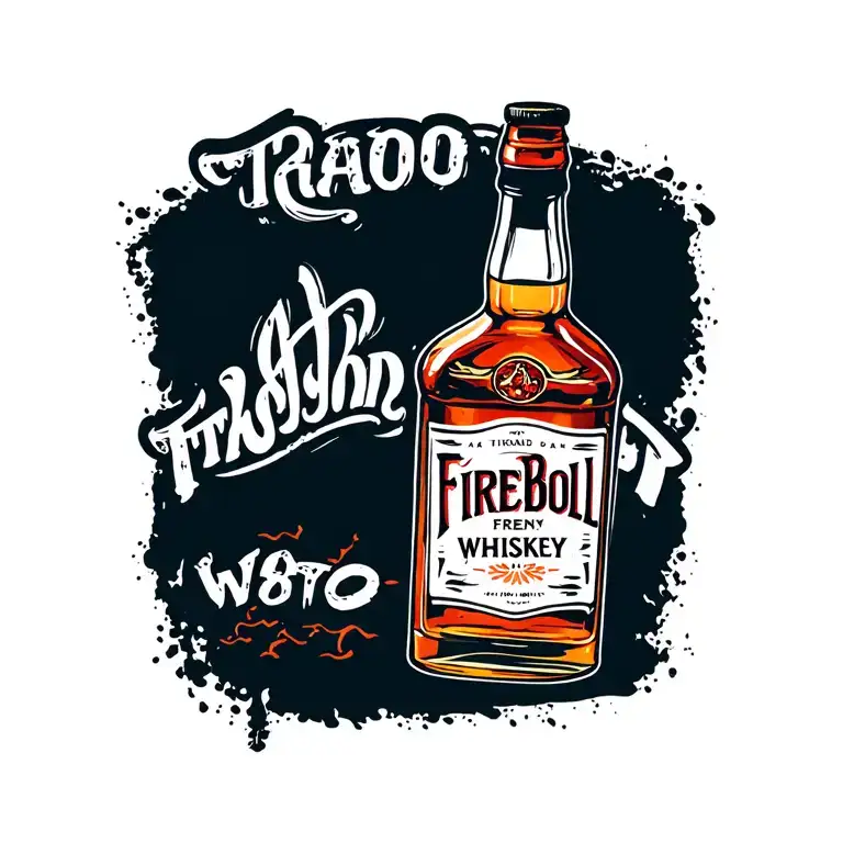 Fireball whiskey bottle tattoo design idea
