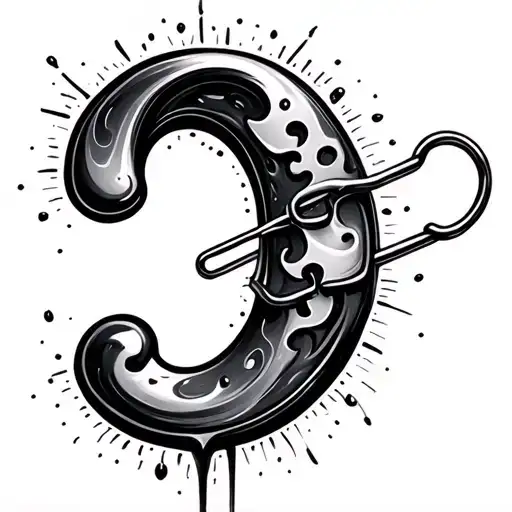 combine a semicolon (depression), puzzle piece (autism) and a safety pin (suicide) into 1 fluid design tattoo design idea